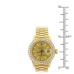 Ladies 18K Gold Rolex Presidential Datejust 26mm Diamond Watch Champagne Dial 1.2ct -Watch Store 18k gold rolex presidential datejust ladies diamond watch 12ct ruler