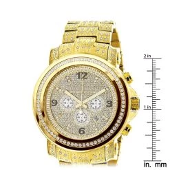 18k Yellow Gold Pltd Fully Iced Out Large Men's Diamond Watch Luxurman Escalade 48mm 3.5ct -Watch Store 18k yellow gold pltd oversized mens diamond watch fully iced out luxurman escalade 35ct 968854 ruler