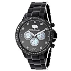 2 Carat Black Diamond Bezel Watch For Men By Luxurman