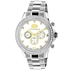 2 Carat Two Tone Men's Diamond Luxurman Liberty Watch W Swiss Movement