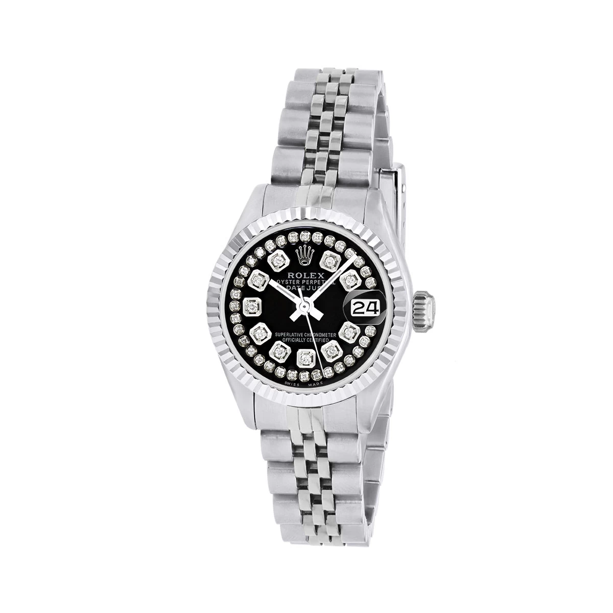 Women's Diamond Watch Rolex Datejust 26mm Jubilee Bracelet Black Dial W01018 1 Women's Diamond Watch Rolex Datejust 26mm Jubilee Bracelet Black Dial W01018