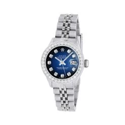 Women's Diamond Watch Rolex Datejust 26mm Blue Dial W01297