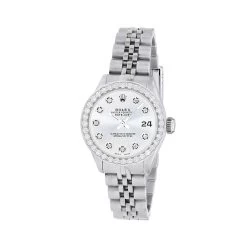 Women's Diamond Watch Rolex Datejust 26mm Jubilee Bracelet Silver Tone Dial
