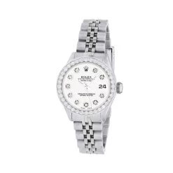 Women's Diamond Watch Rolex Datejust 26mm White Dial W00362