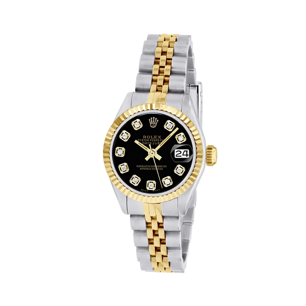 Women's Diamond Watch Rolex Datejust Yellow Gold 26mm Black Dial 1 Women's Diamond Watch Rolex Datejust Yellow Gold 26mm Black Dial
