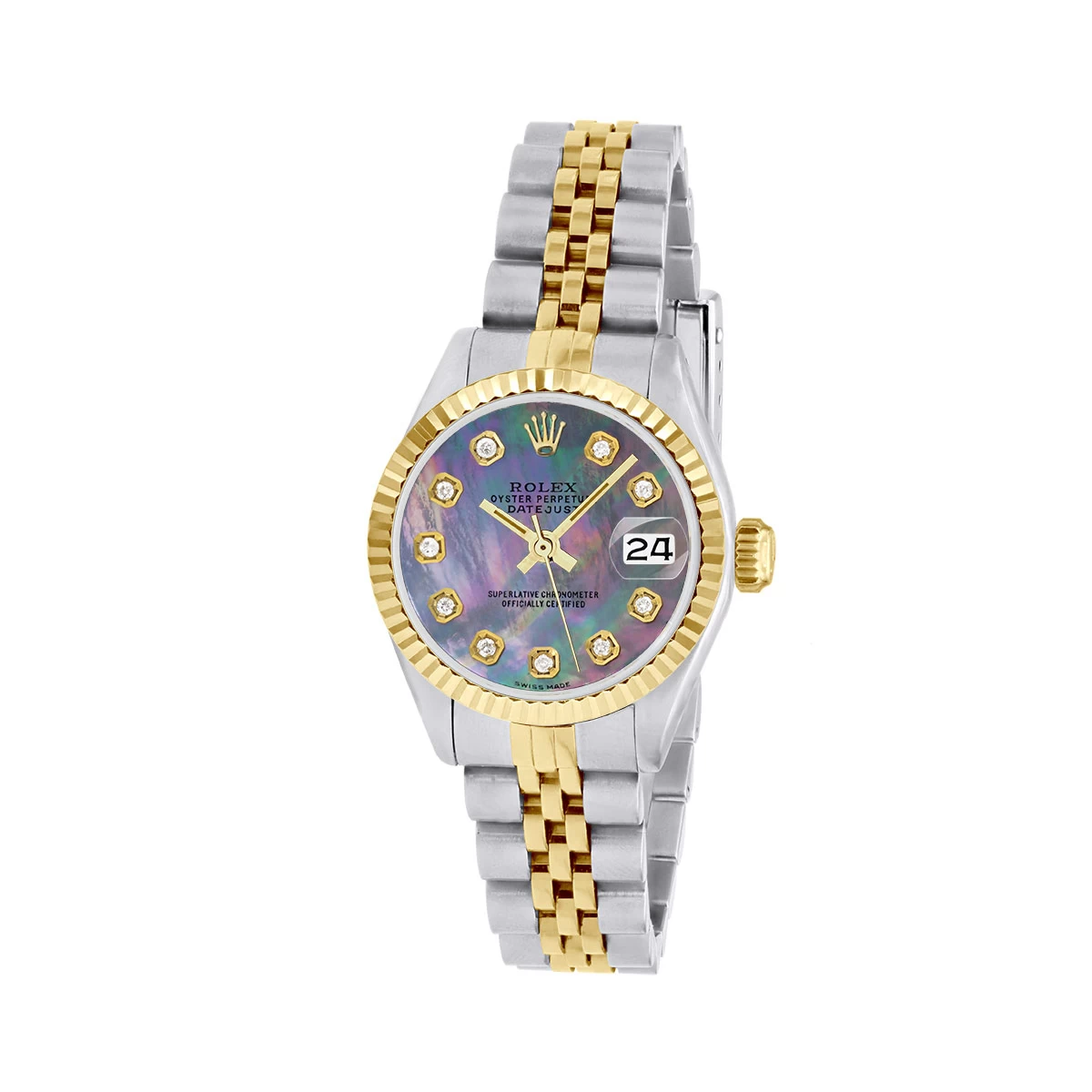 Women's Diamond Watch Rolex Datejust Gold 26mm Black Dial W00303 1 Women's Diamond Watch Rolex Datejust Gold 26mm Black Dial W00303