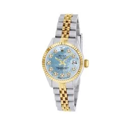 Women's Diamond Watch Rolex Datejust Gold 26mm Blue Dial W00307
