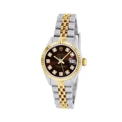 Women's Diamond Watch Rolex Datejust Yellow Gold 26mm Red Dial
