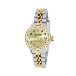 Women's Diamond Watch Rolex Oyster Perpetual Datejust Yellow Gold