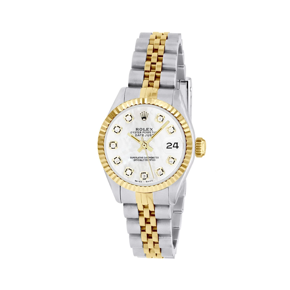 Women's Diamond Watch Rolex Datejust Gold 26mm White Dial W00302 1 Women's Diamond Watch Rolex Datejust Gold 26mm White Dial W00302