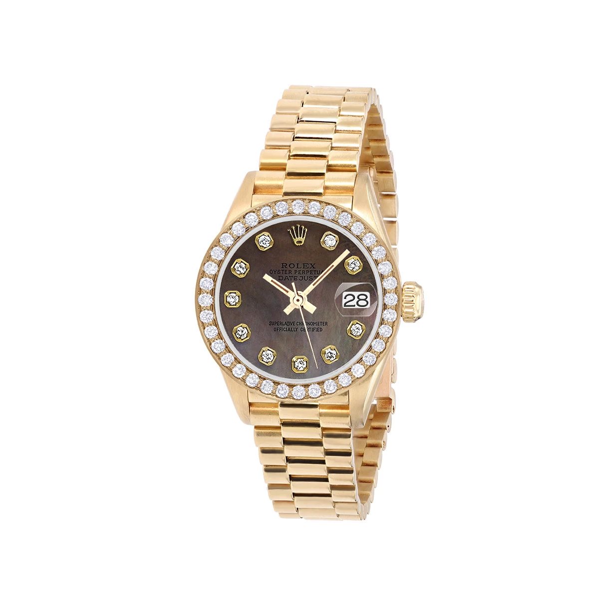 Women's Diamond Watch Rolex Datejust 18K Gold 26mm Brown Dial 3 Women's Diamond Watch Rolex Datejust 18K Gold 26mm Brown Dial - Image 3