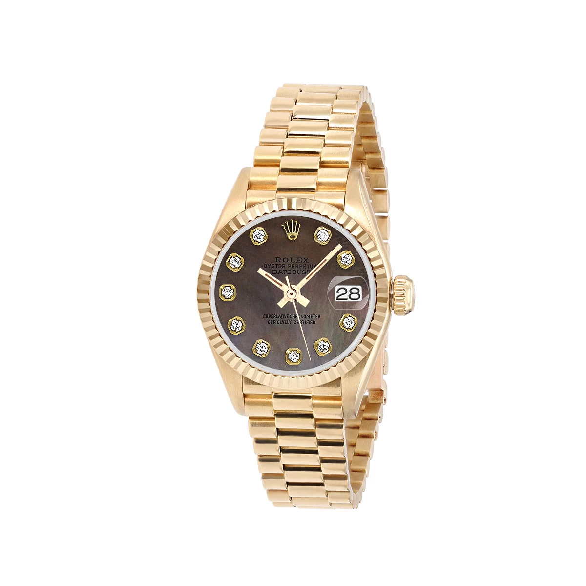 Women's Diamond Watch Rolex Datejust 18K Gold 26mm Brown Dial 1 Women's Diamond Watch Rolex Datejust 18K Gold 26mm Brown Dial
