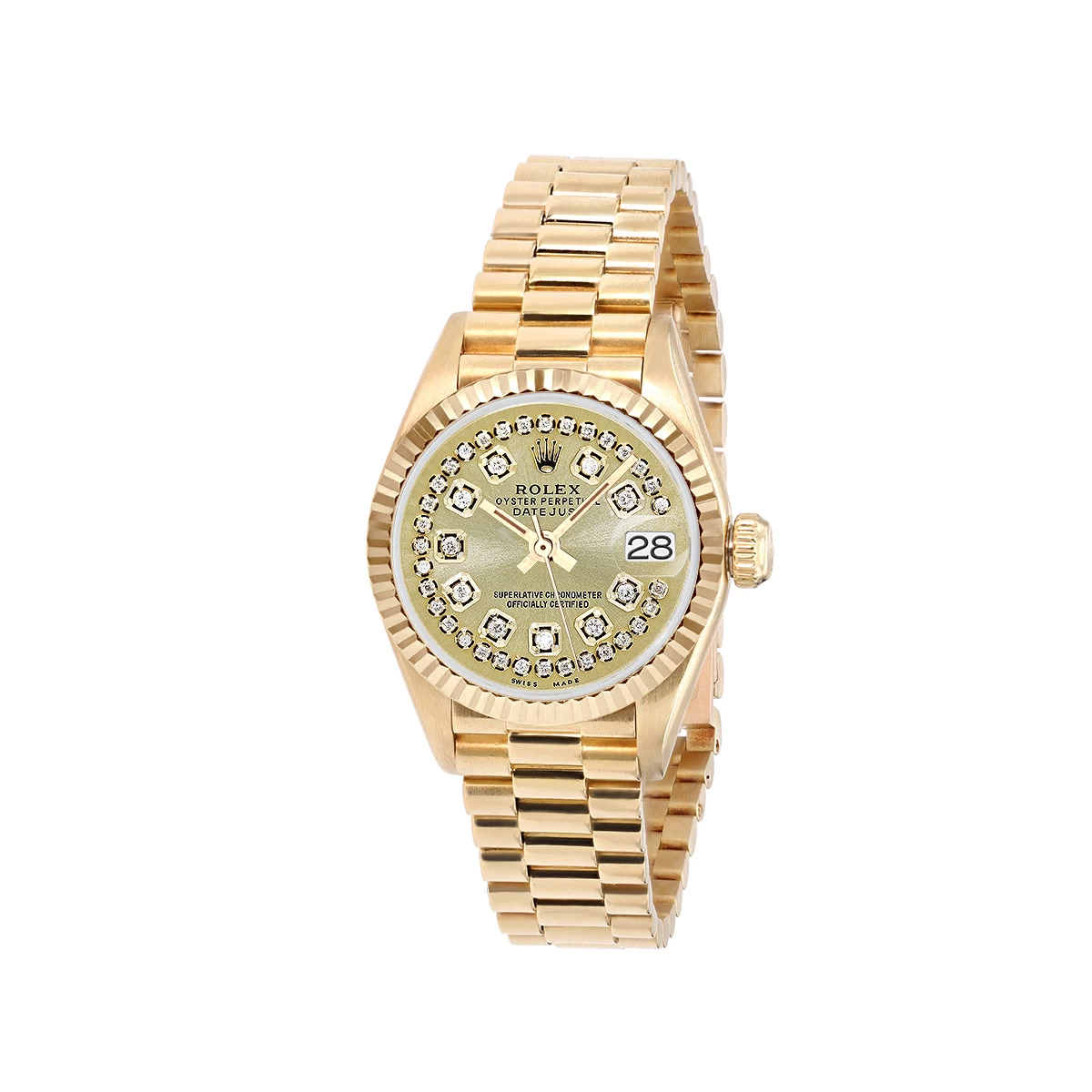 Women's Diamond Watch Rolex Datejust 18K Gold 26mm Champagne Dial 1 Women's Diamond Watch Rolex Datejust 18K Gold 26mm Champagne Dial
