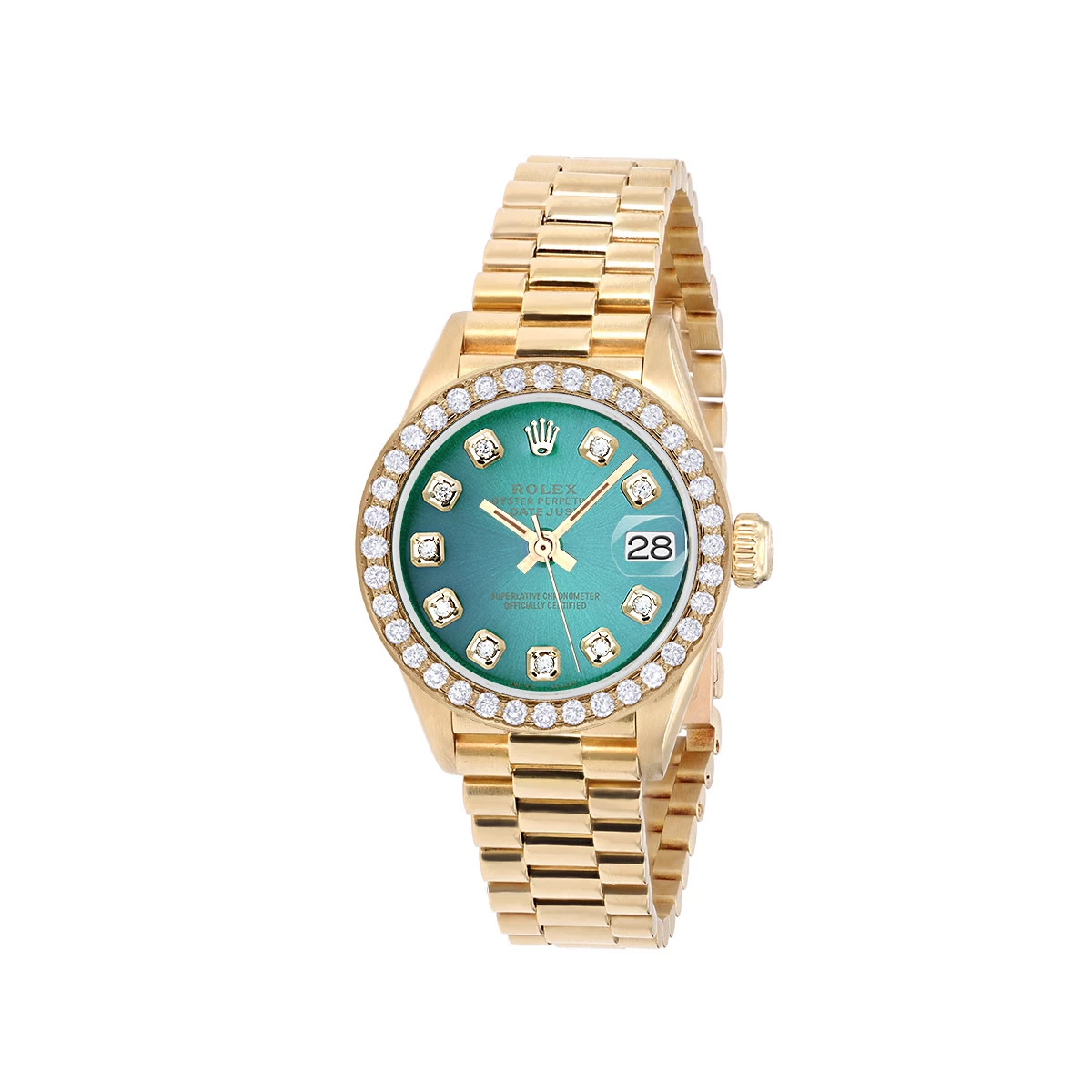 Women's Diamond Watch Rolex Datejust 18K Gold 26mm Green Dial 1 Women's Diamond Watch Rolex Datejust 18K Gold 26mm Green Dial
