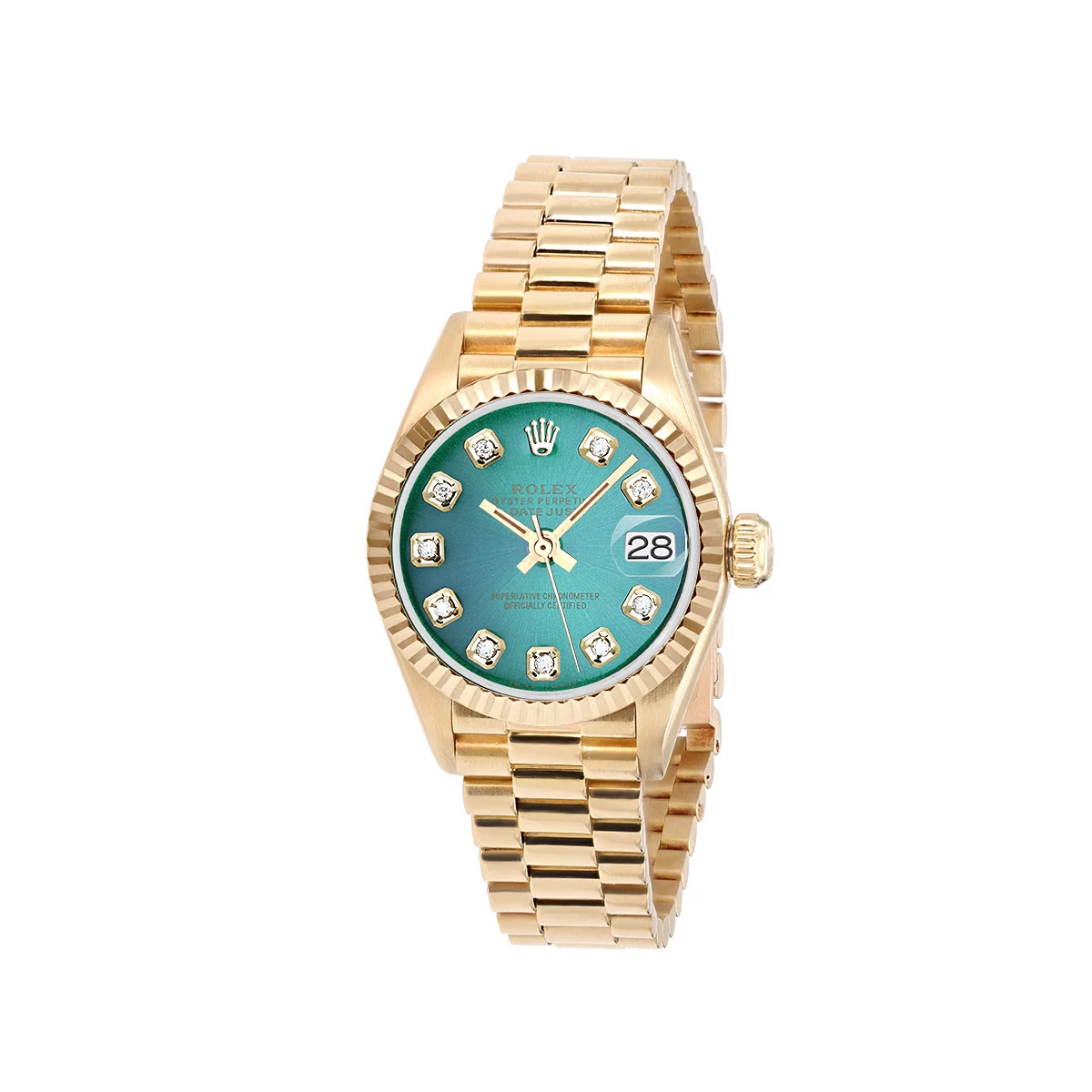 Women's Diamond Watch Rolex Datejust 18K Gold 26mm Green Dial 3 Women's Diamond Watch Rolex Datejust 18K Gold 26mm Green Dial - Image 3