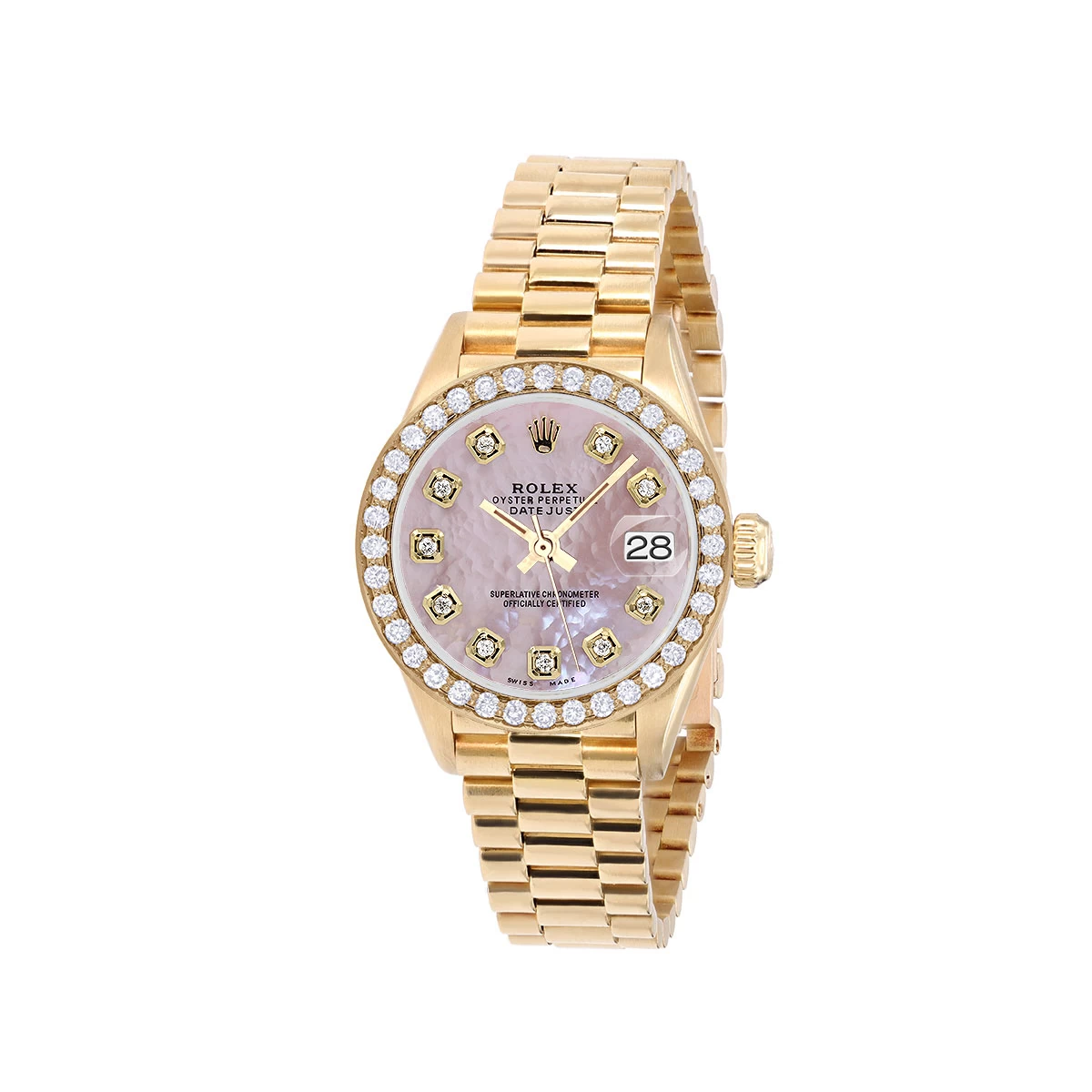 Women's Diamond Watch Rolex Datejust 18K Gold 26mm Pink Dial W00181 1 Women's Diamond Watch Rolex Datejust 18K Gold 26mm Pink Dial W00181