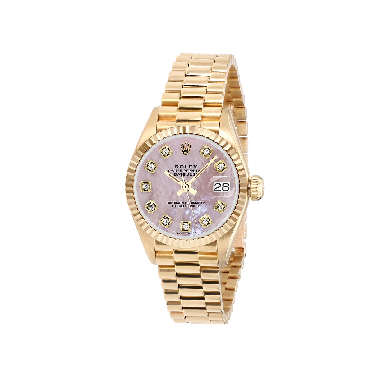 Women's Diamond Watch Rolex Datejust 18K Gold 26mm Pink Dial W00181 3 Women's Diamond Watch Rolex Datejust 18K Gold 26mm Pink Dial W00181 - Image 3