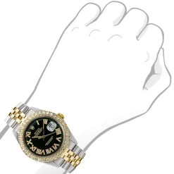 36mm Rolex Datejust Diamond Watch For Men With 18K Gold Diamond Bezel And Two-Tone Bracelet -Watch Store 36mm rolex diamond watch for men datejust 1603 black dial 375ct 18k gold body