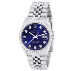 Men's Diamond Watch Rolex Datejust 36mm Blue Dial