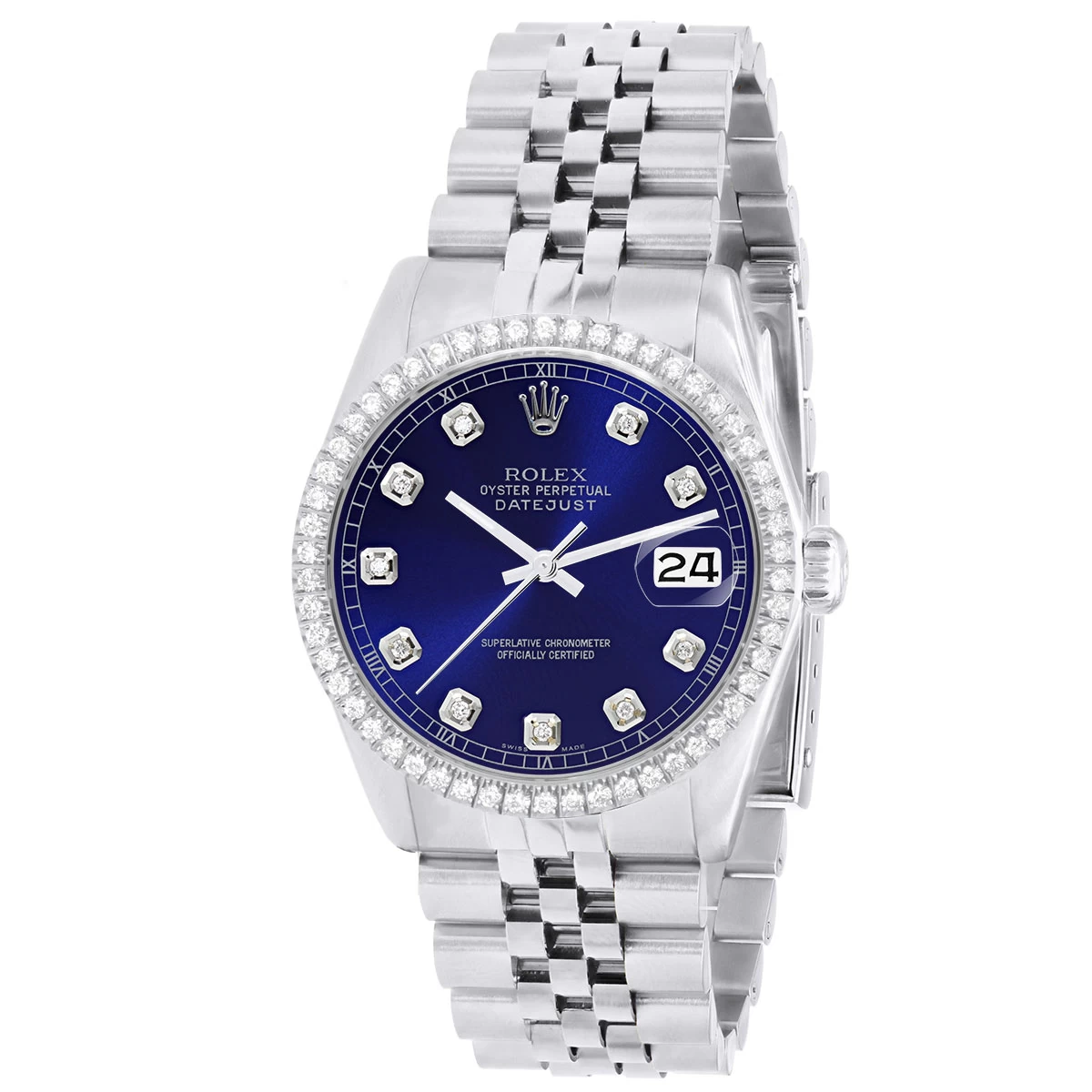Men's Diamond Watch Rolex Datejust 36mm Blue Dial 1 Men's Diamond Watch Rolex Datejust 36mm Blue Dial