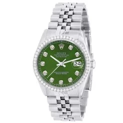 Men's Diamond Watch Rolex Datejust 36mm Jubilee Bracelet Green Dial W00945