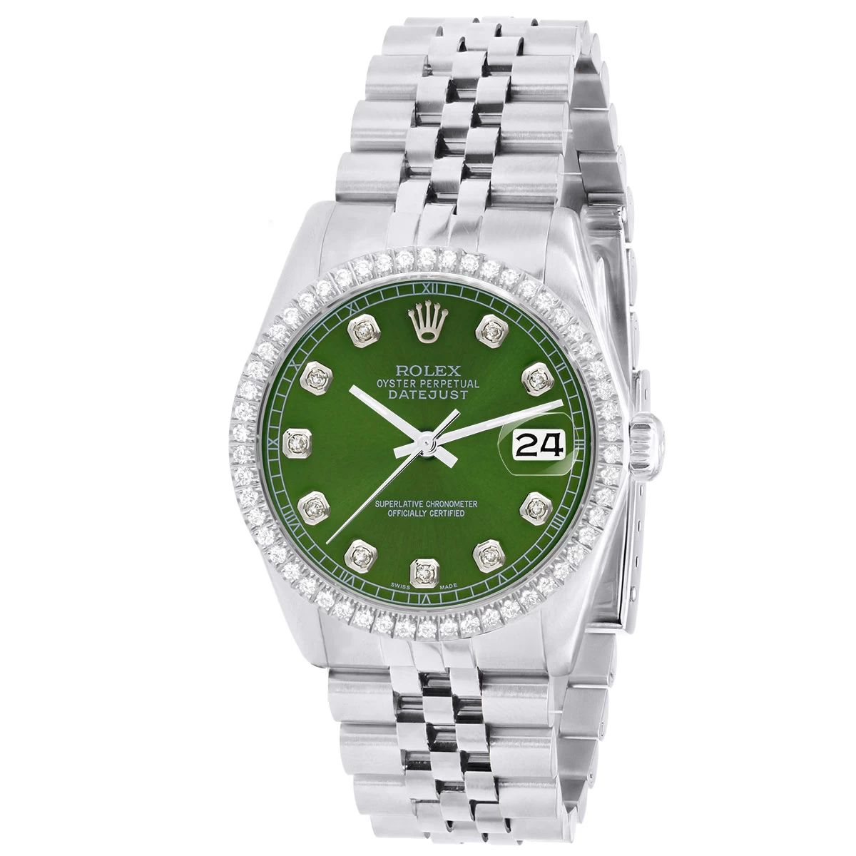 Men's Diamond Watch Rolex Datejust 36mm Jubilee Bracelet Green Dial W00945 1 Men's Diamond Watch Rolex Datejust 36mm Jubilee Bracelet Green Dial W00945