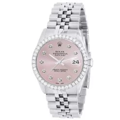 Watch Store 5 Men's Diamond Watch Rolex Datejust 36mm Jubilee Bracelet Pink Dial W01157
