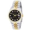 Men's Diamond Watch Rolex Datejust Yellow Gold 36mm Diamond Bezel Black Dial