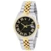 Men's Diamond Watch Rolex Datejust Yellow Gold 36mm Black Dial W00863