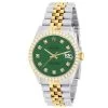 Men's Diamond Watch Rolex Datejust Yellow Gold 36mm Green Dial