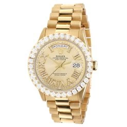 Watch Store 15 Women's Diamond Watch Rolex Day-Date 18K Gold 36mm Champagne Dial