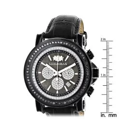 3ct Large Men's Black Diamond Watch MOP Dial W Chronograph Luxurman Escalade 9 3ct Large Men's Black Diamond Watch MOP Dial W Chronograph Luxurman Escalade -Watch Store 3ct large mens black diamond watch mop dial w chronograph luxurman escalade ruler
