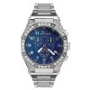 Aqua Master Men's Blue Face Diamond Watch Octagon 4.50ct
