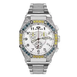 Aqua Master Men's Yellow And Blue Diamond 4.50ct Watch Octagon