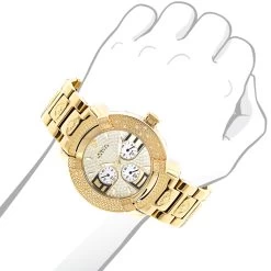 Aqua Master Men's Diamond Watch Yellow Gold Plated -Watch Store aqua master watches mens diamond watch yellow gold plated bod