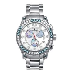Aqua Master Men's White Blue Diamond Watch 8ct