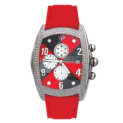 Aqua Master Unisex 2.50ct Diamond Watch Red Harlequin Face 1 Aqua Master Unisex 2.50ct Diamond Watch Red Harlequin Face