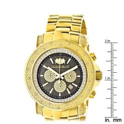 Black Dial Luxurman Diamond Watch 0.75ct Yellow Gold Plated Escalade -Watch Store black dial luxurman diamond watch 075ct yellow gold plated escalade ruler
