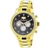 Black Dial Yellow Gold Plated Luxurman Diamond Watch For Men 0.2ct New