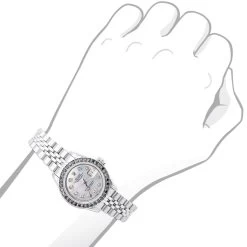 Black Diamond Bezel Women's Rolex DateJust 26mm Watch White MOP Dial 0.9ct -Watch Store black diamond bezel womens rolex datejust 26mm watch white mop dial 09ct 968727 bod