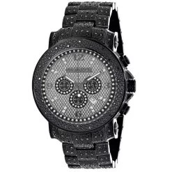 Oversized Iced Out Black Diamond Men's Watch By Luxurman 2ct Fully Paved