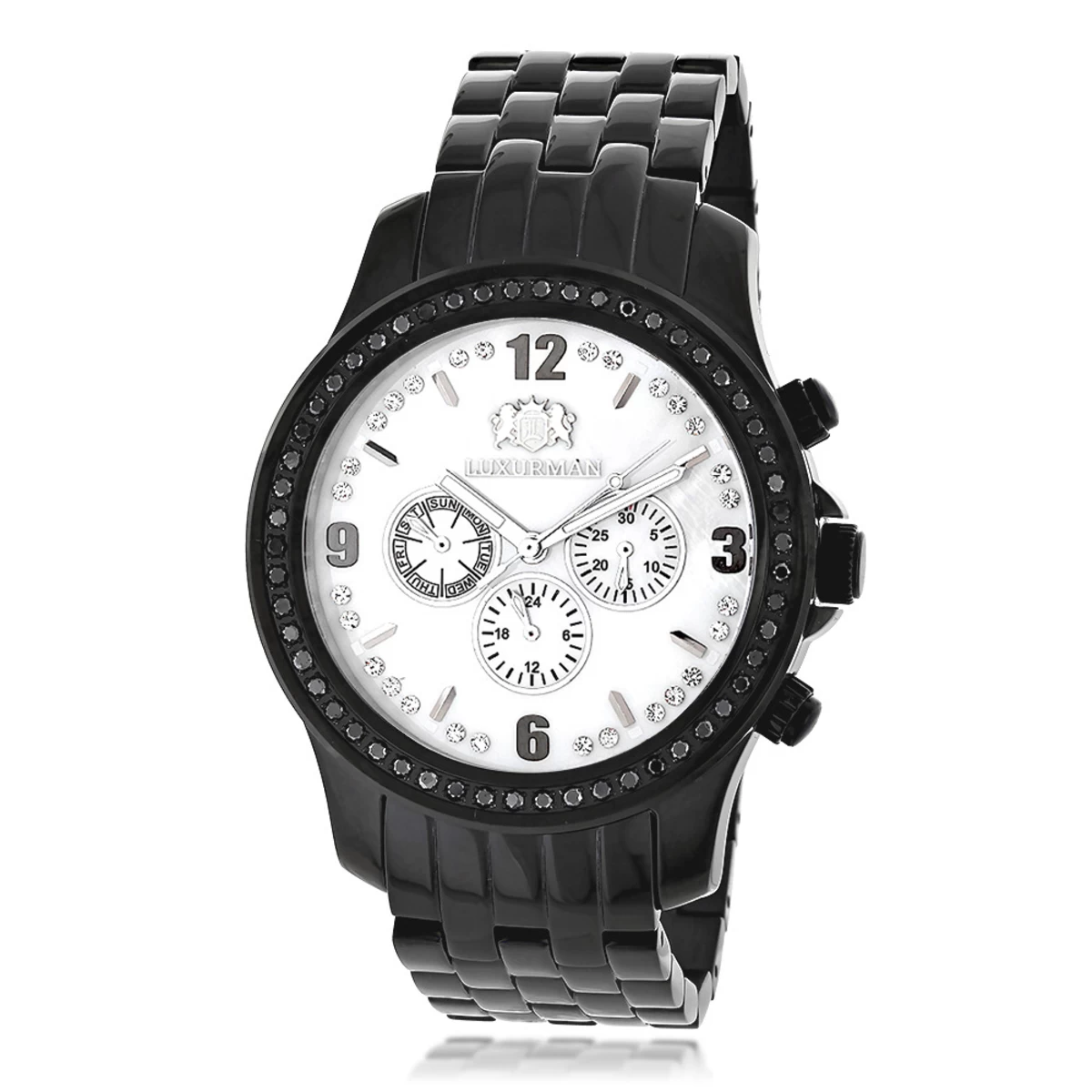 Black Diamond Watch By Luxurman Men's Watches 2.25ct 1 Black Diamond Watch By Luxurman Men's Watches 2.25ct