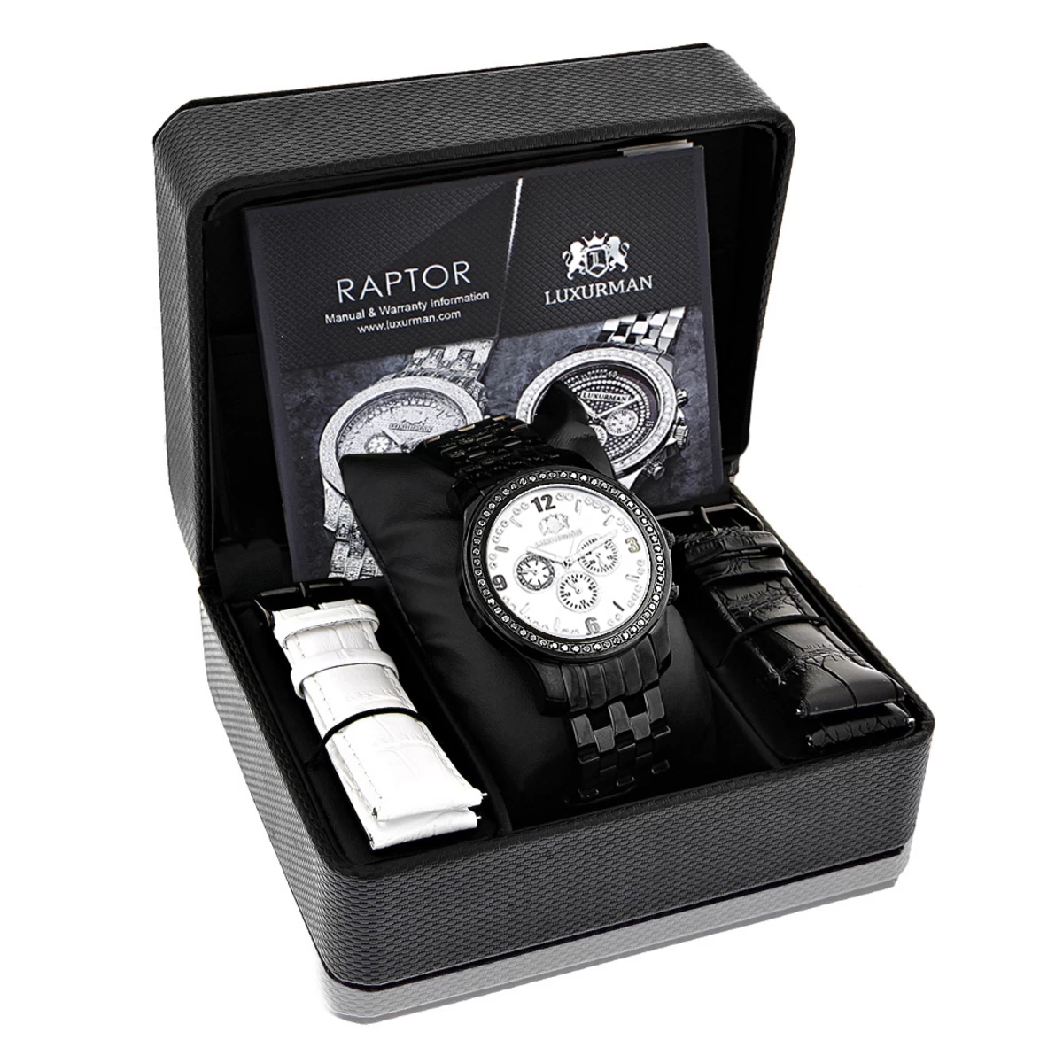 Black Diamond Watch By Luxurman Men's Watches 2.25ct 4 Black Diamond Watch By Luxurman Men's Watches 2.25ct - Image 4