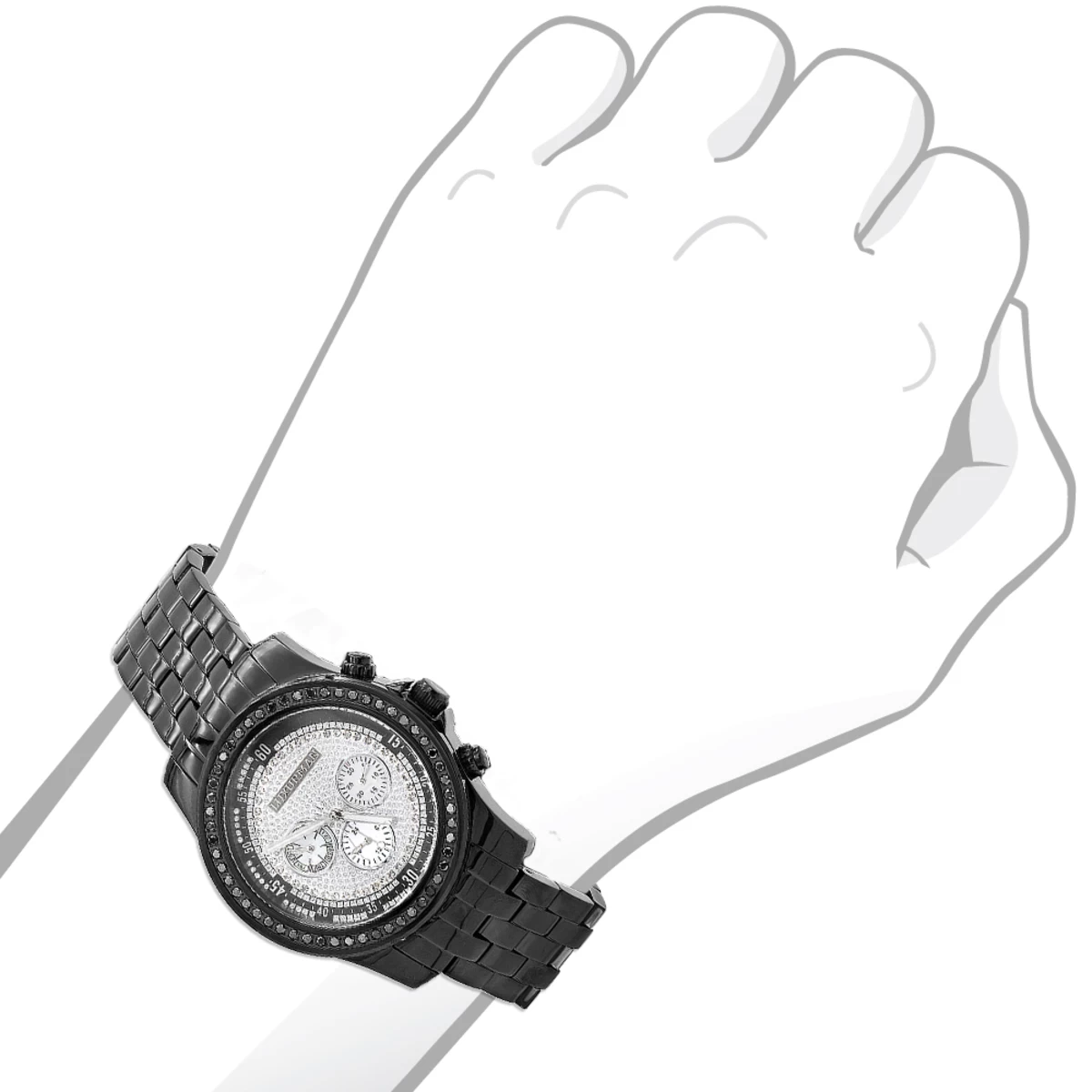 Black Diamond Watch For Men By LUXURMAN 2.25ct 3 Black Diamond Watch For Men By LUXURMAN 2.25ct - Image 3