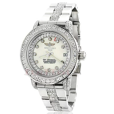 Ladies Diamond Breitling Colt Custom Watch 7ct 1 Ladies Diamond Breitling Colt Custom Watch 7ct