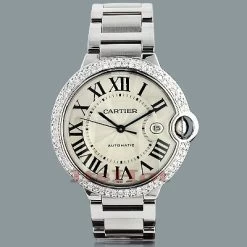 Men's Cartier Ballon Custom Diamond Bezel Watch 2.75ct
