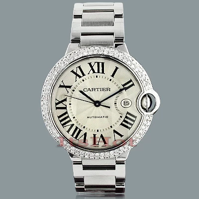 Men's Cartier Ballon Custom Diamond Bezel Watch 2.75ct 1 Men's Cartier Ballon Custom Diamond Bezel Watch 2.75ct