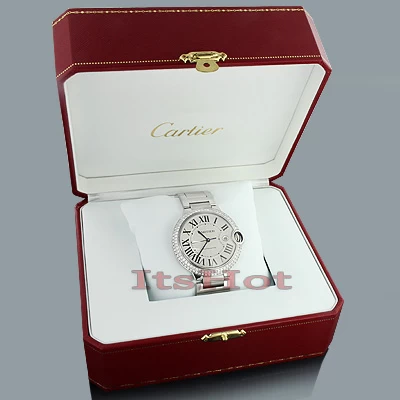 Men's Cartier Ballon Custom Diamond Bezel Watch 2.75ct 4 Men's Cartier Ballon Custom Diamond Bezel Watch 2.75ct - Image 4