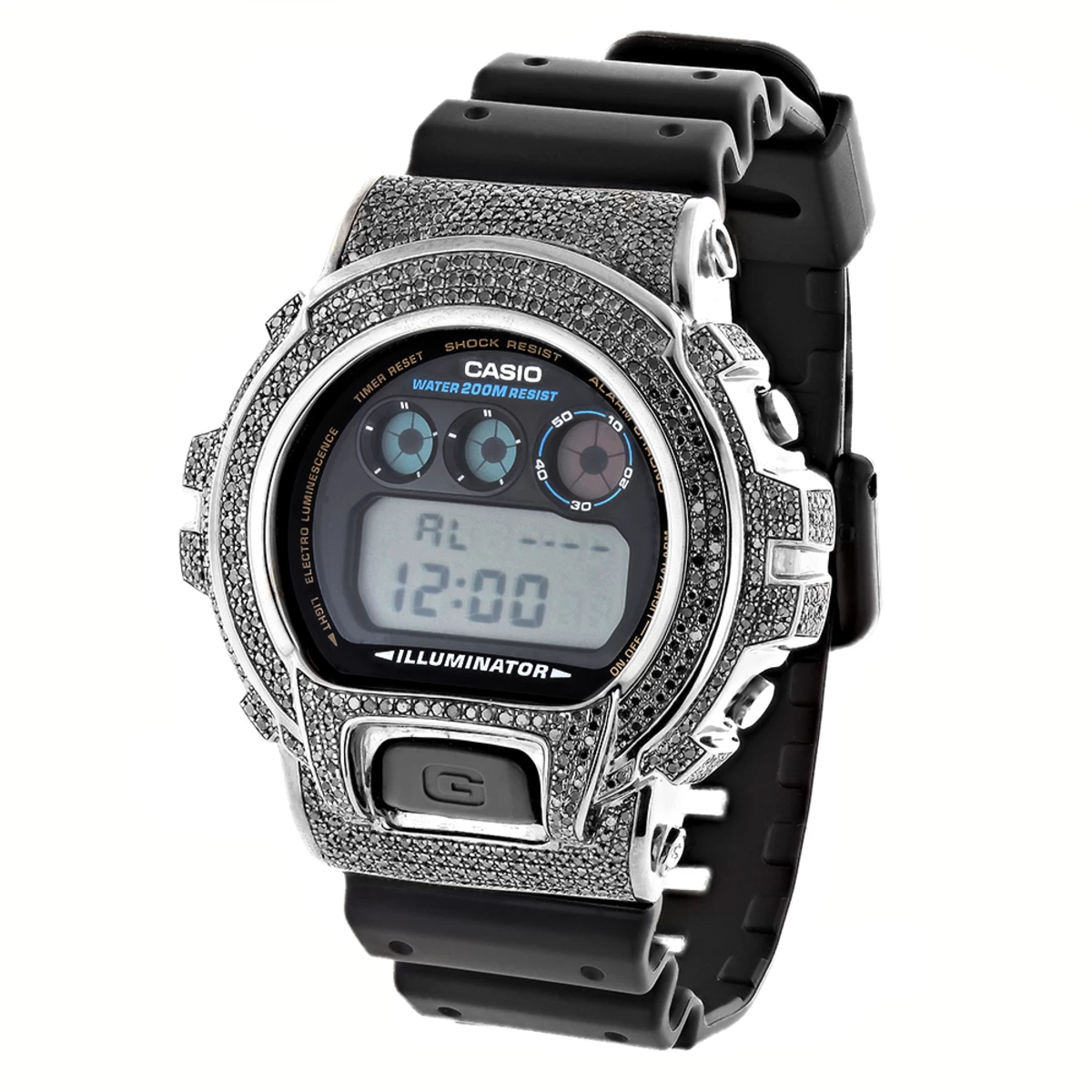 Casio G-Shock Black Diamond Watch DW6900 3.5ct 1 Casio G-Shock Black Diamond Watch DW6900 3.5ct