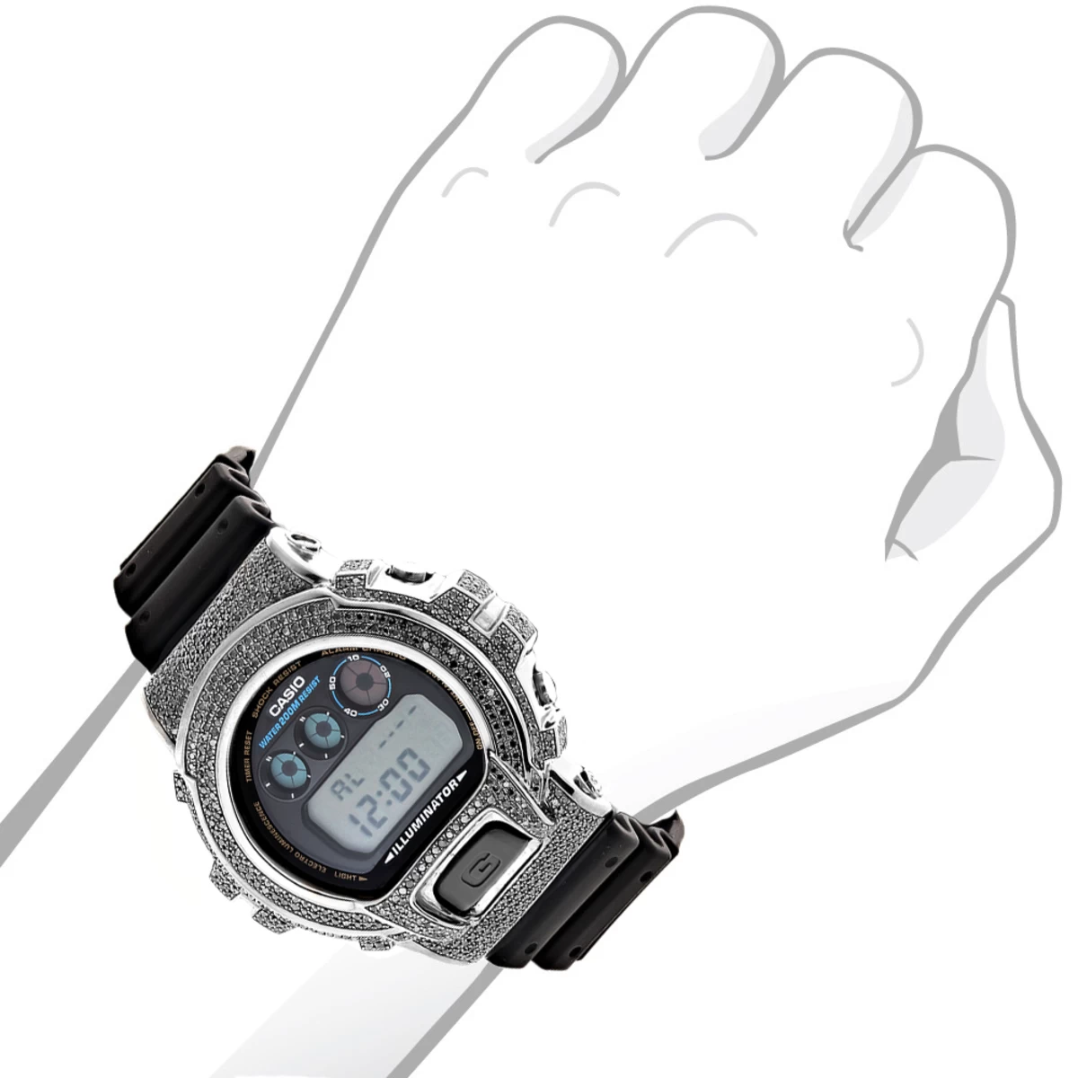 Casio G-Shock Black Diamond Watch DW6900 3.5ct 2 Casio G-Shock Black Diamond Watch DW6900 3.5ct - Image 2